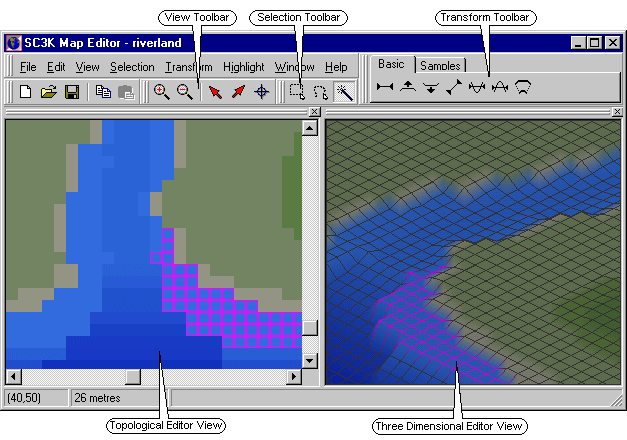Basic elements of the editor interface
